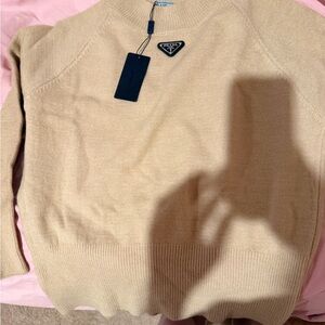 Prada Tan Crewneck Men's Sweater